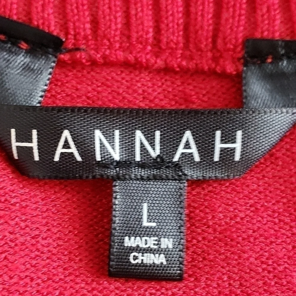 HANNAH SWEATER GOLD BUTTON SLEEVES SZ L RED - Picture 6 of 7